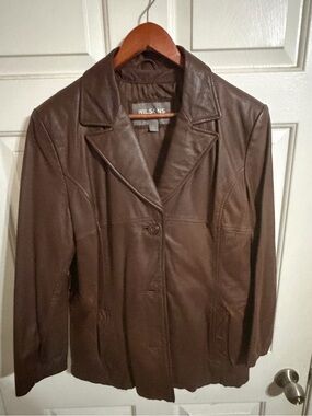 Wilsons Leather Women's Brown Leather Blazer Jacket